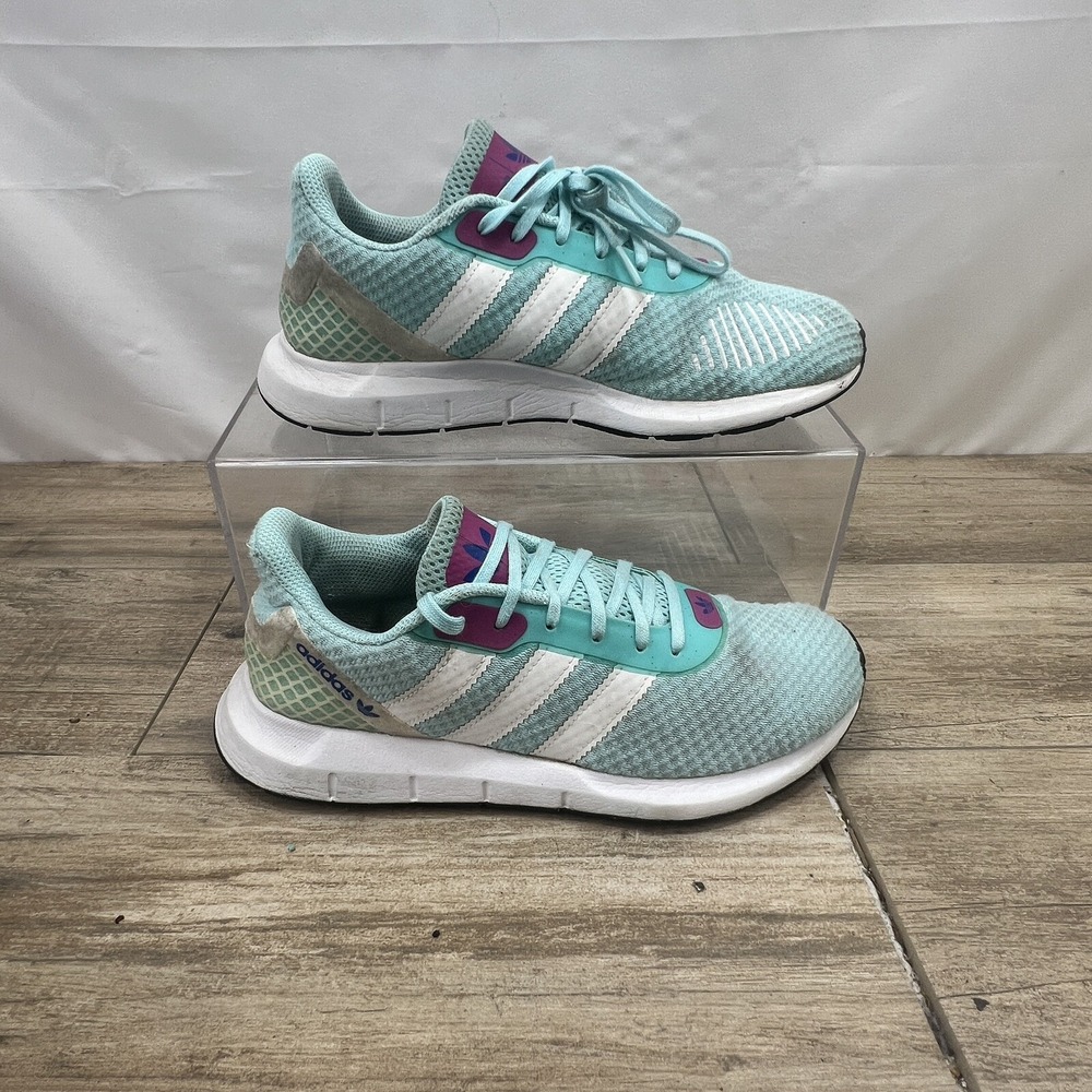 Adidas Swift Run Mint Green Purple White Mesh Athletic Sneakers Womens